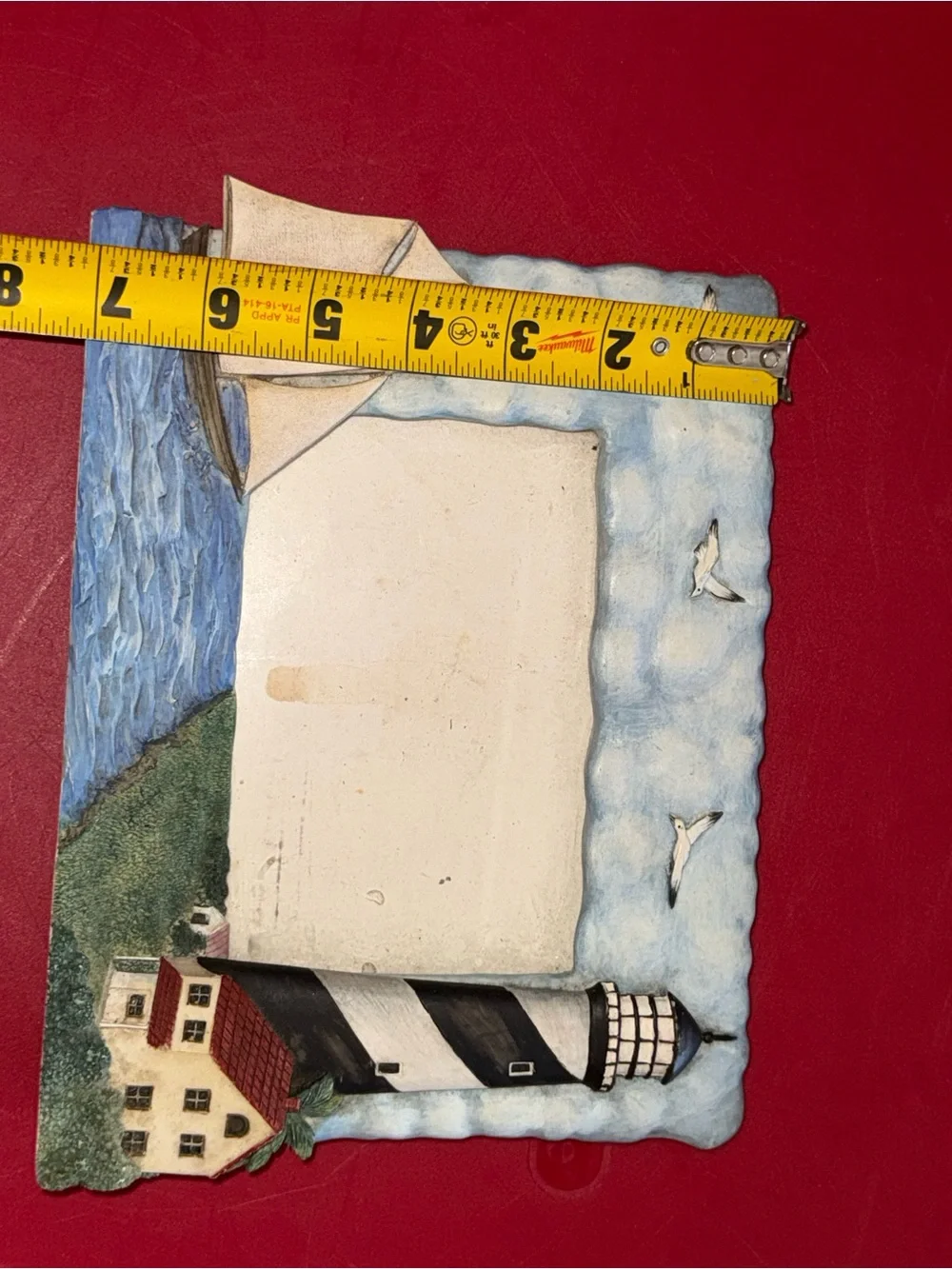 Coastal Lighthouse & Sailboat Picture Frame – Nautical Beach Cottage Photo Frame